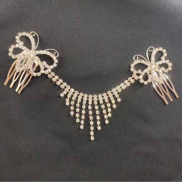 Wedding/ Prom Rhinestone Comb Bridal Chain Headpiece - Picture 2 of 5
